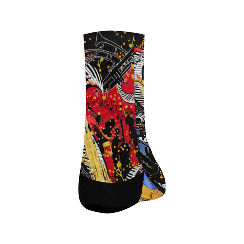 Saxophone Print Black Socks Crew Socks