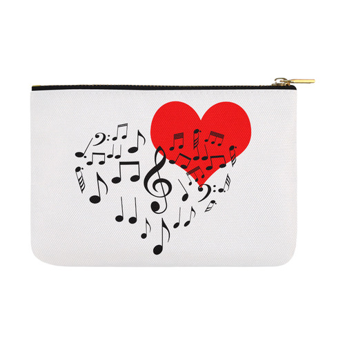 Singing Heart Red Song Black Music Love Romantic Carry-All Pouch 12.5''x8.5''
