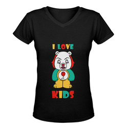 It Bear I Love Kids Women's Deep V-neck T-shirt (Model T19)