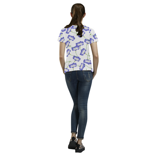 Blue Vetch Pattern VAS2 All Over Print T-Shirt for Women (USA Size) (Model T40)