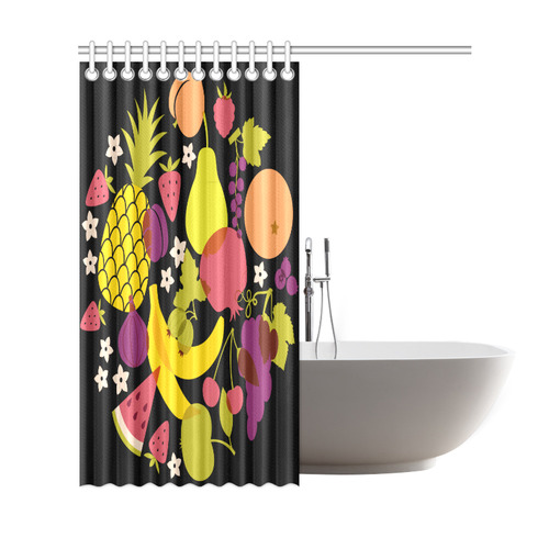 Healthy Fresh Fruits  Pineapple Watermelon Grapes Shower Curtain 69"x72"