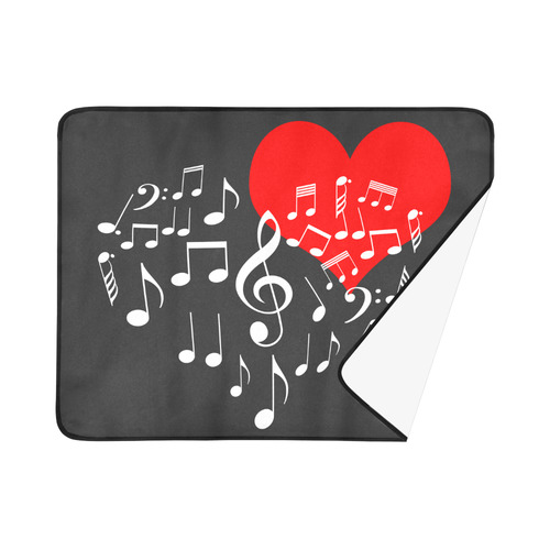 Singing Heart Red Note Music Love Romantic White Beach Mat 78"x 60"