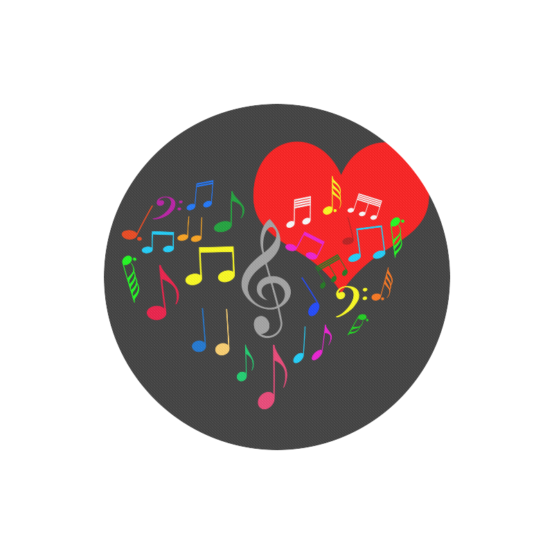 Singing Heart Red Song Color Music Love Romantic Round Mousepad