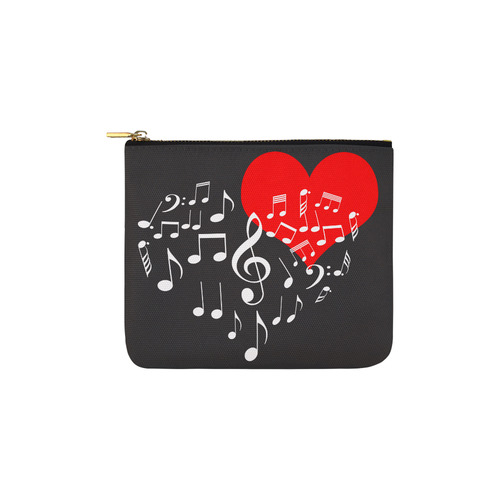 Singing Heart Red Note Music Love Romantic White Carry-All Pouch 6''x5''