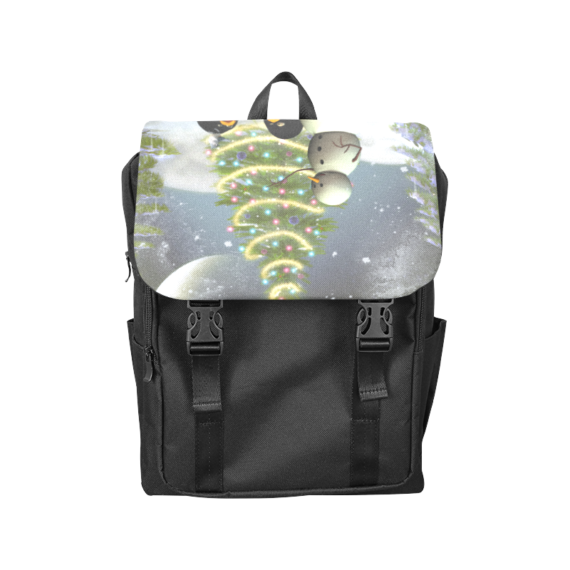 Snowman with penguin and christmas tree Casual Shoulders Backpack (Model 1623)