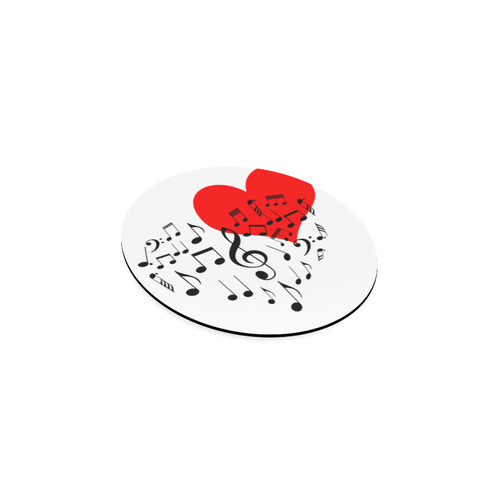 Singing Heart Red Song Black Music Love Romantic Round Coaster