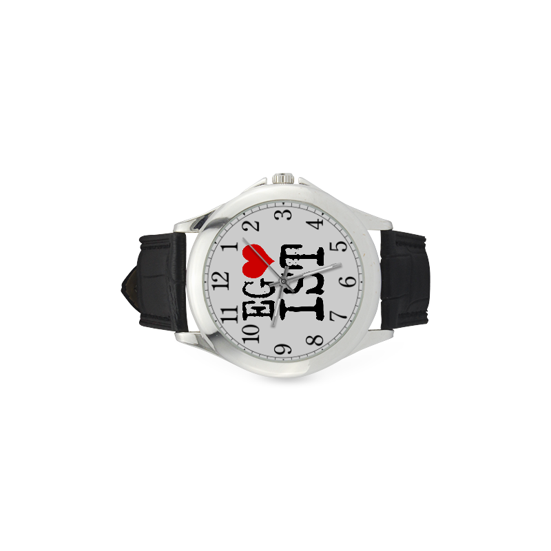 Egoist Red Heart White Funny Cool Laugh Time Women's Classic Leather Strap Watch(Model 203)