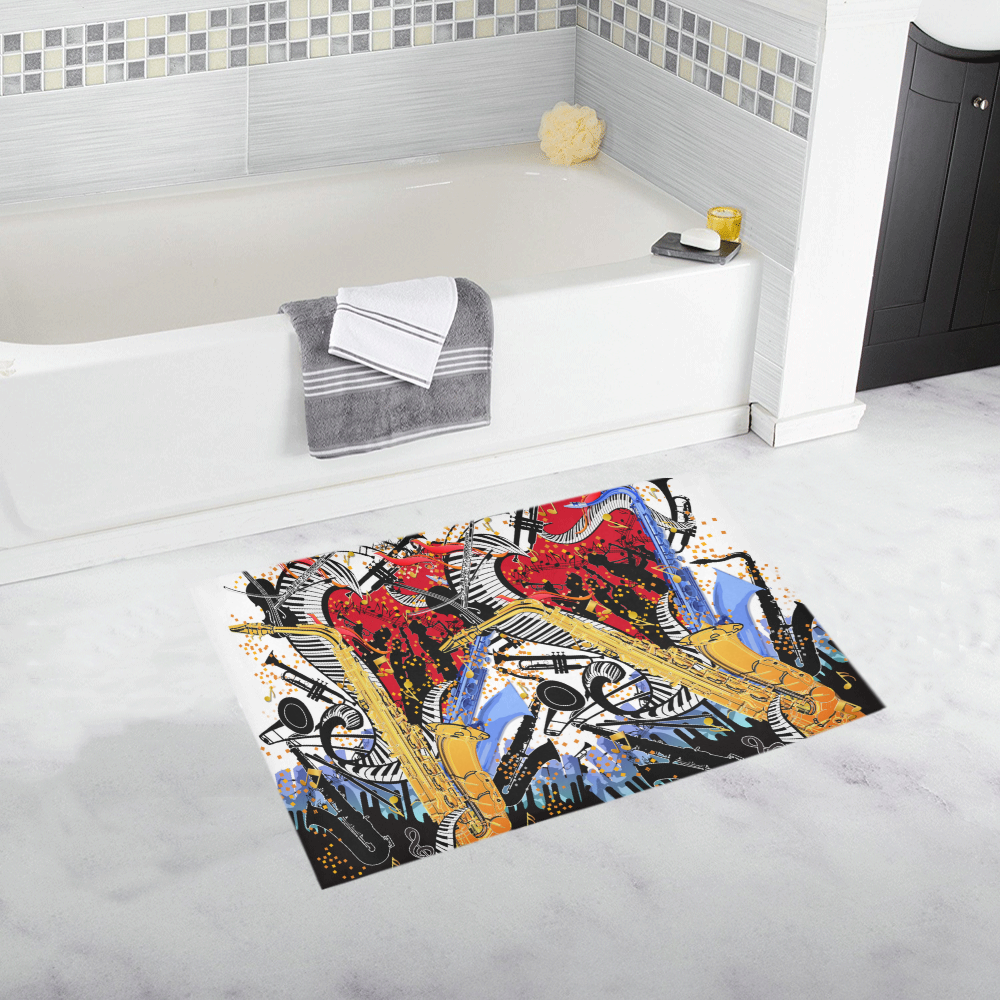 Saxophone Art Music Bath Rug Bath Rug 20''x 32''