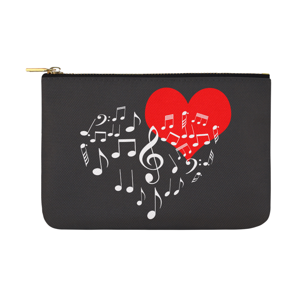 Singing Heart Red Note Music Love Romantic White Carry-All Pouch 12.5''x8.5''