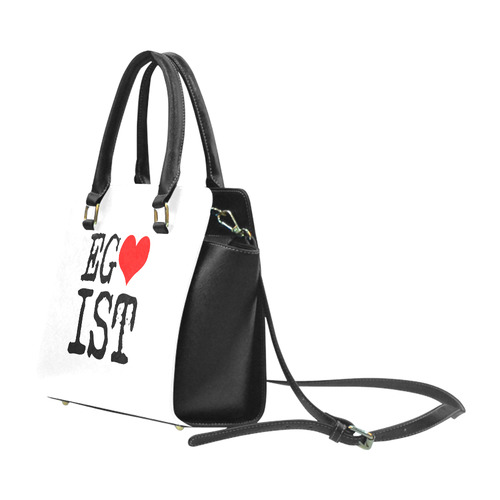 Egoist Red Heart Black Funny Cool Laugh Chic Rivet Shoulder Handbag (Model 1645)