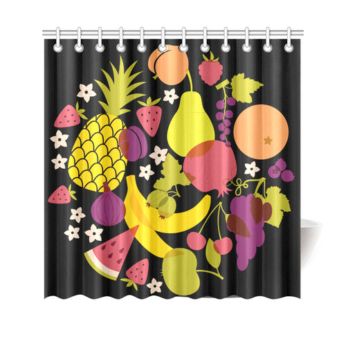 Healthy Fresh Fruits  Pineapple Watermelon Grapes Shower Curtain 69"x70"