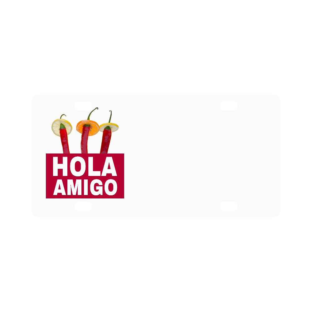 Hola Amigo Three Red Chili Peppers Friend Funny Classic License Plate