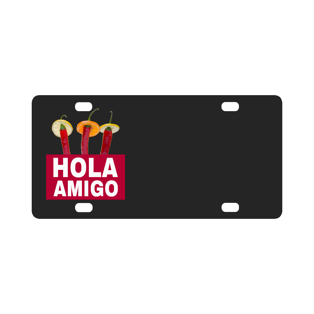 Hola Amigo Three Red Chili Peppers Friend Funny Classic License Plate
