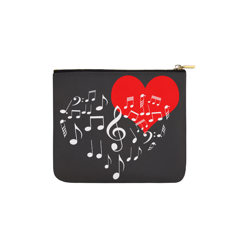 Singing Heart Red Note Music Love Romantic White Carry-All Pouch 6''x5''