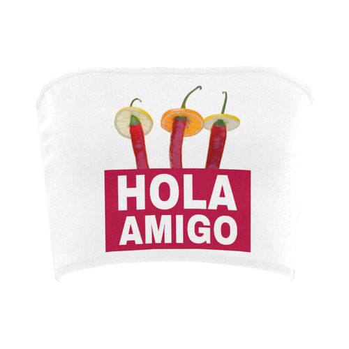 Hola Amigo Three Red Chili Peppers Friend Funny Bandeau Top
