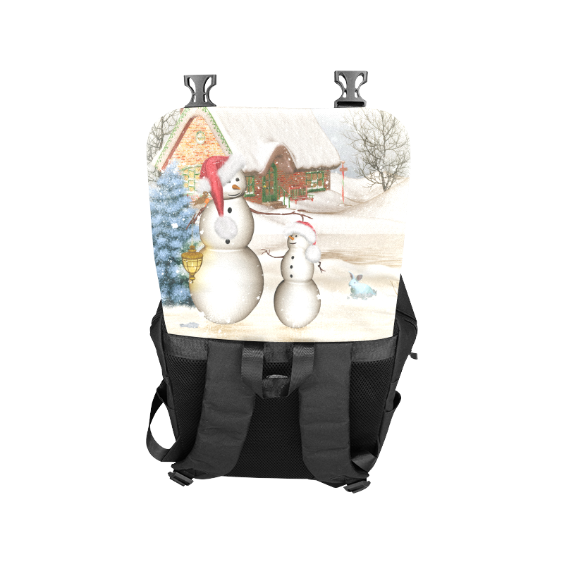 Christmas, Funny snowman with hat Casual Shoulders Backpack (Model 1623)