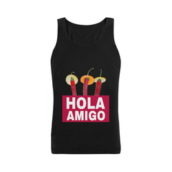 Hola Amigo Three Red Chili Peppers Friend Funny Plus-size Men's Shoulder-Free Tank Top (Model T33)