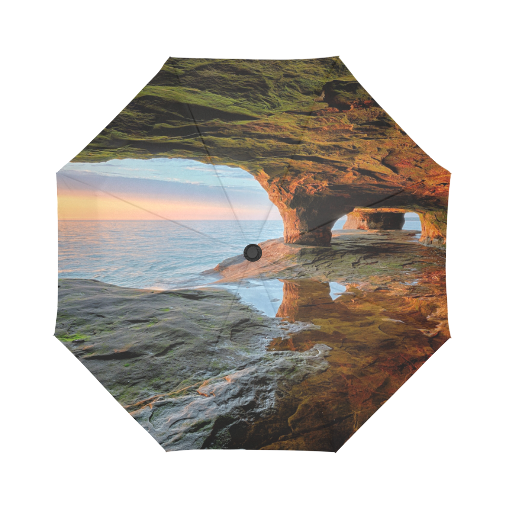家居Beautiful sea cave sunset on Lake Superior Auto-Foldable Umbrella (Model U04)
