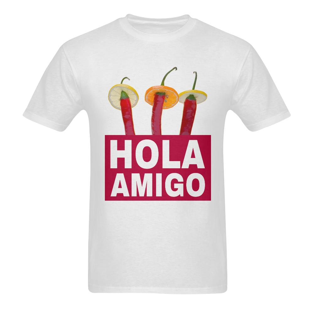 Hola Amigo Three Red Chili Peppers Friend Funny Sunny Men's T- shirt (Model T06)
