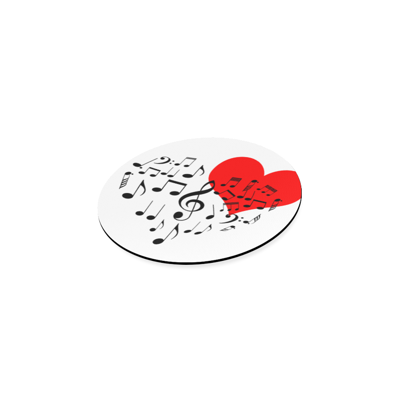 Singing Heart Red Song Black Music Love Romantic Round Coaster