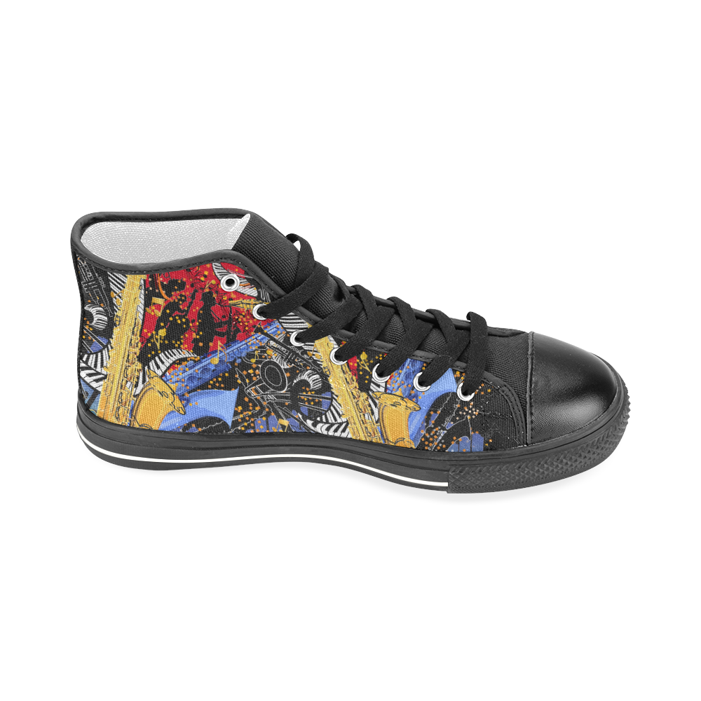 Saxophone Print Sneakers Men’s Classic High Top Canvas Shoes (Model 017)