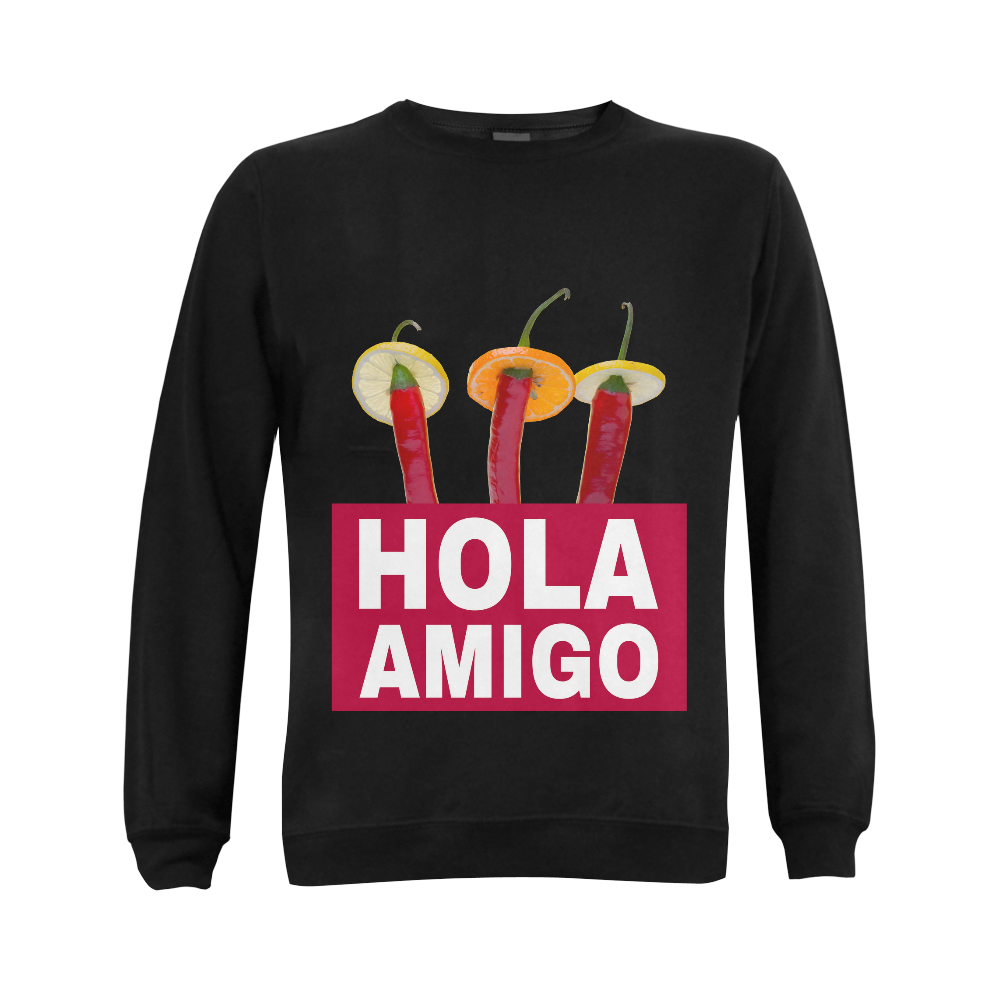 Hola Amigo Three Red Chili Peppers Friend Funny Gildan Crewneck Sweatshirt(NEW) (Model H01)
