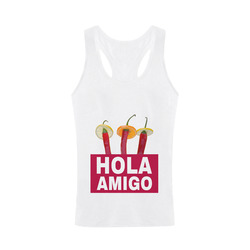 Hola Amigo Three Red Chili Peppers Friend Funny Plus-size Men's I-shaped Tank Top (Model T32)