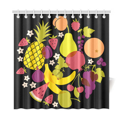 Healthy Fresh Fruits  Pineapple Watermelon Grapes Shower Curtain 72"x72"