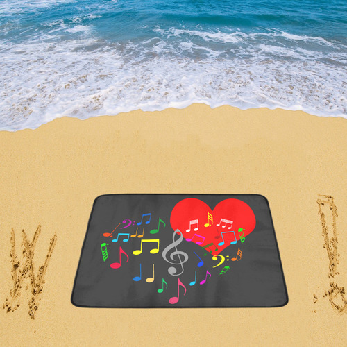 Singing Heart Red Song Color Music Love Romantic Beach Mat 78"x 60"