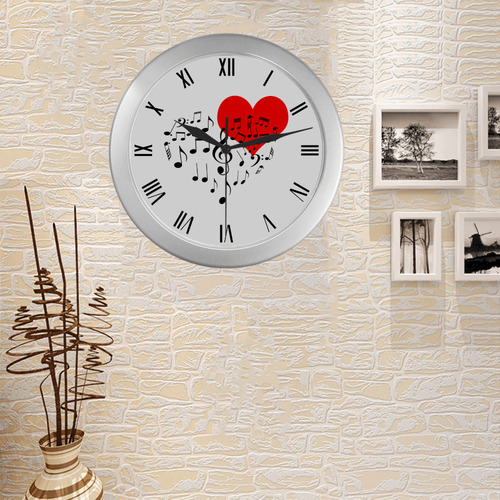 watch circular roman numerals hand 6 Silver Color Wall Clock