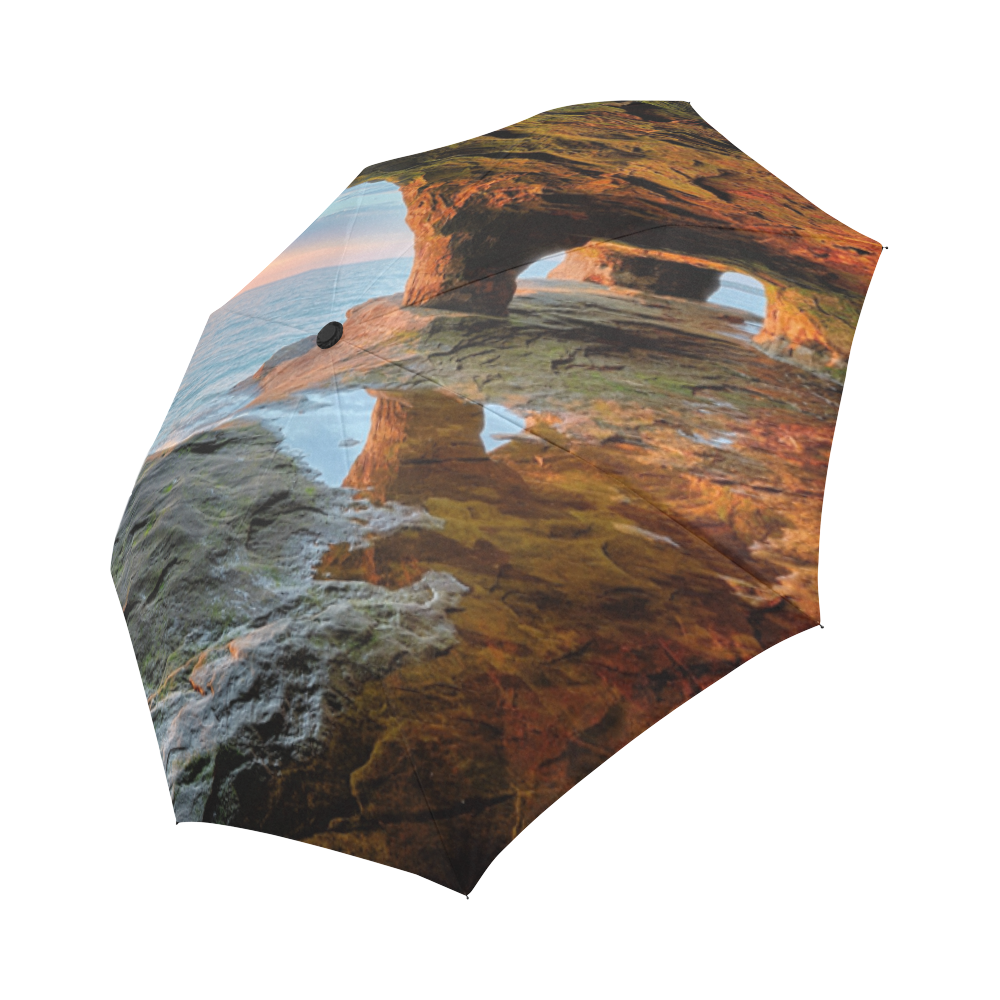 家居Beautiful sea cave sunset on Lake Superior Auto-Foldable Umbrella (Model U04)
