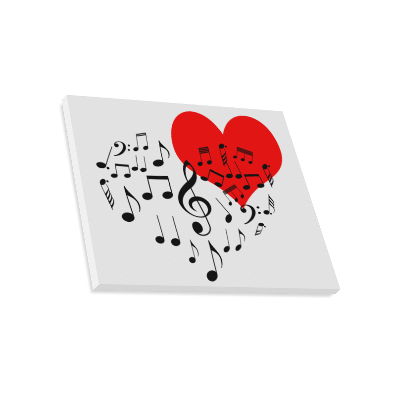 Singing Heart Red Song Black Music Love Romantic Canvas Print 20"x16"