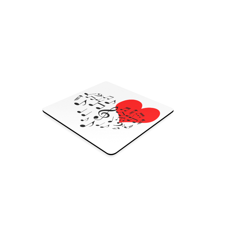 Singing Heart Red Song Black Music Love Romantic Square Coaster