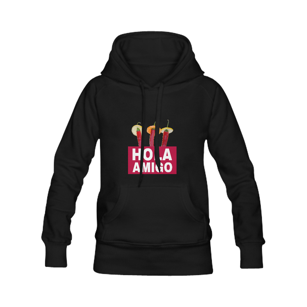 Hola Amigo Three Red Chili Peppers Friend Funny Women's Classic Hoodies (Model H07)