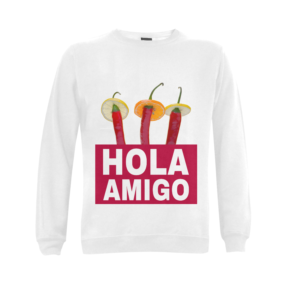 Hola Amigo Three Red Chili Peppers Friend Funny Gildan Crewneck Sweatshirt(NEW) (Model H01)