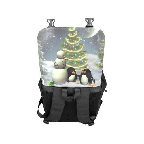 Snowman with penguin and christmas tree Casual Shoulders Backpack (Model 1623)