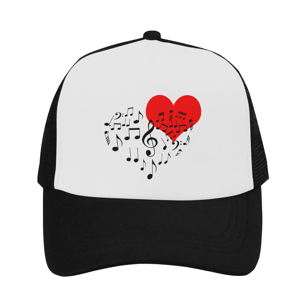 Singing Heart Red Song Black Music Love Romantic Trucker Hat
