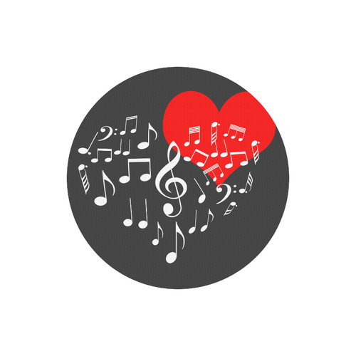 Singing Heart Red Note Music Love Romantic White Round Mousepad