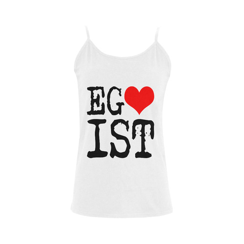 Egoist Red Heart Black Funny Cool Laugh Chic Women's Spaghetti Top (USA Size) (Model T34)