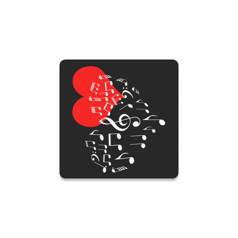 Singing Heart Red Note Music Love Romantic White Square Coaster