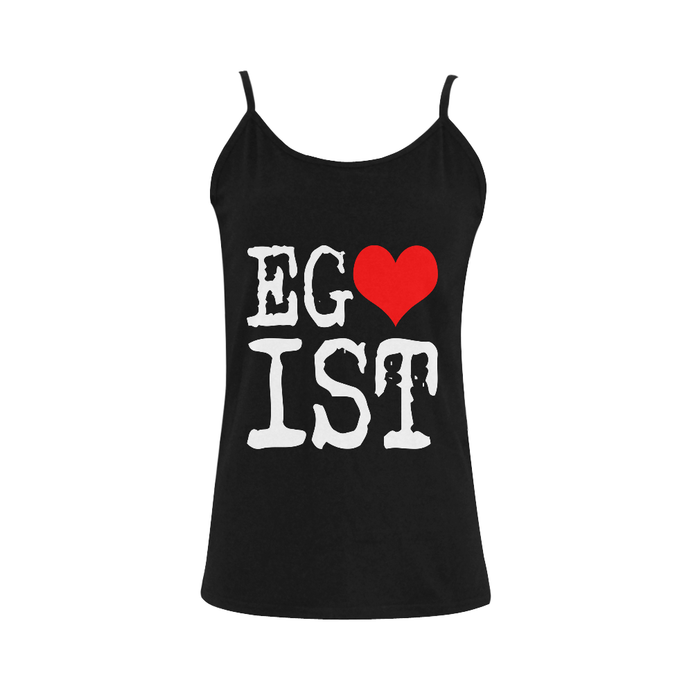 Egoist Red Heart White Funny Cool Laugh Chic Women's Spaghetti Top (USA Size) (Model T34)
