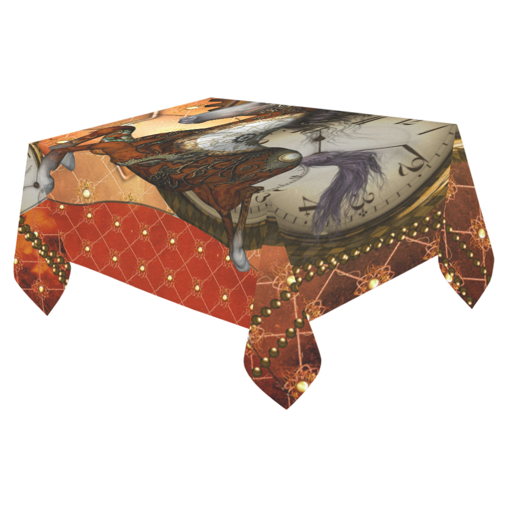 Steampunk, awesome steampunk horse Cotton Linen Tablecloth 52"x 70"