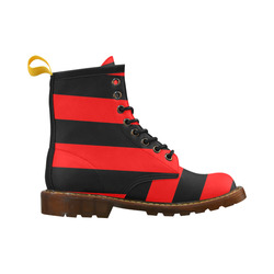 Black Red Stripes High Grade PU Leather Martin Boots For Women Model 402H