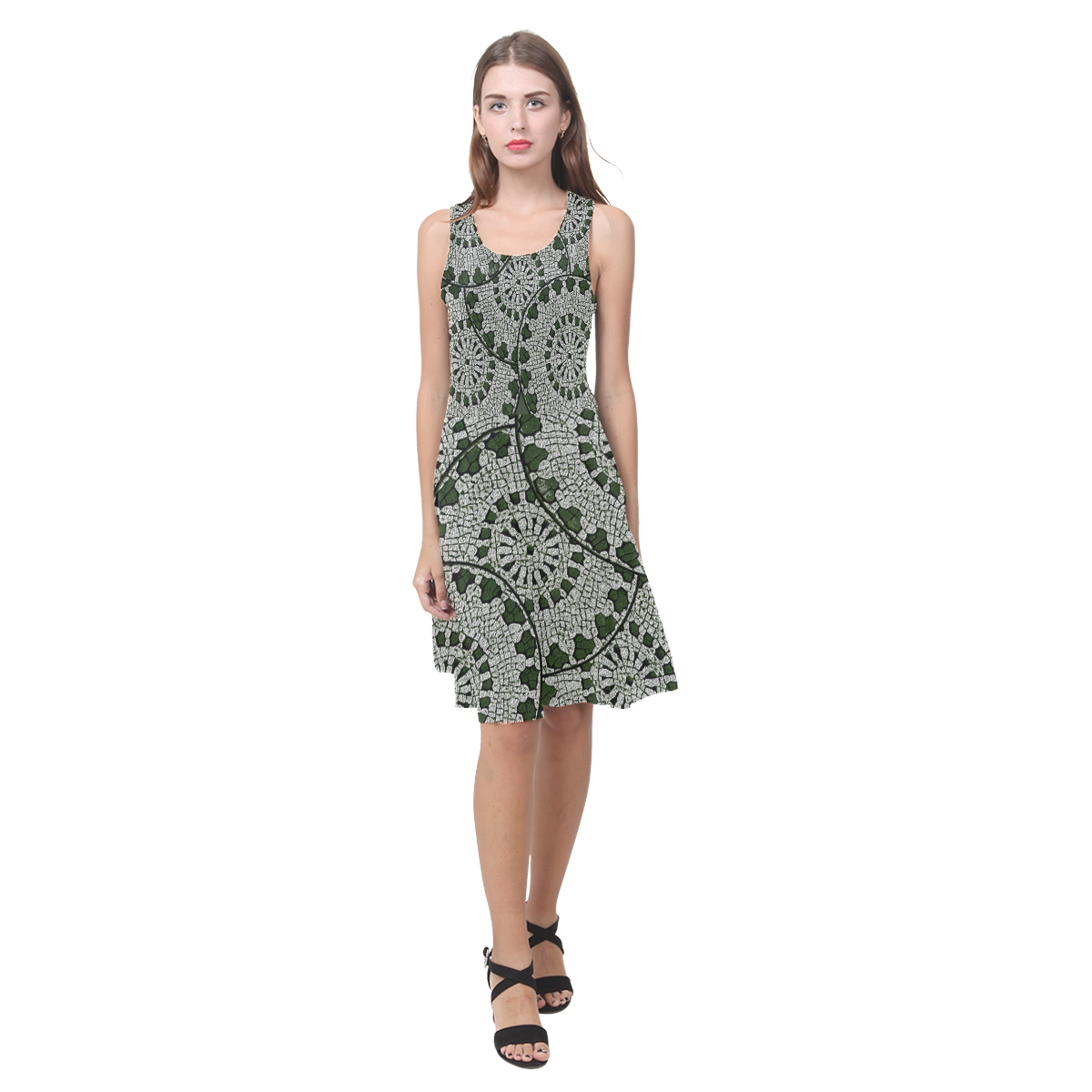 LACE DARK GREEN Atalanta Casual Sundress(Model D04)