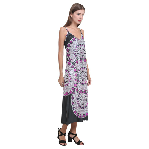 LACE ABSTRACT V-Neck Open Fork Long Dress(Model D18)