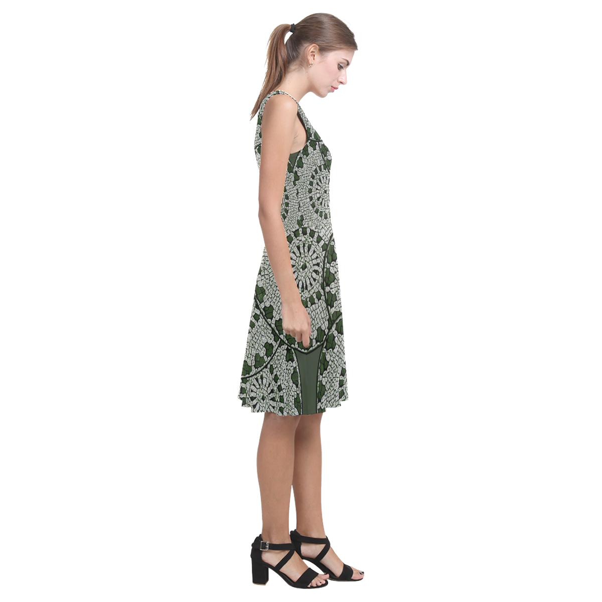 LACE DARK GREEN Atalanta Casual Sundress(Model D04)