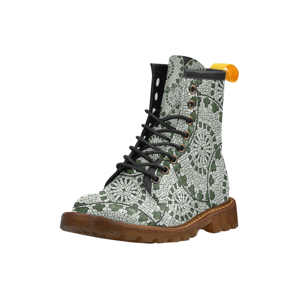 LACE DARK GREEN High Grade PU Leather Martin Boots For Women Model 402H