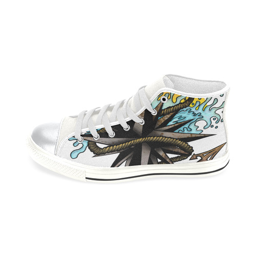 Nautical Splash High Top Canvas Shoes for Kid (Model 017)