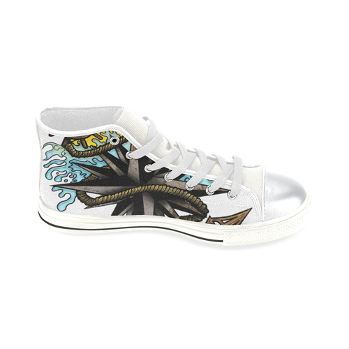 Nautical Splash High Top Canvas Women's Shoes/Large Size (Model 017)