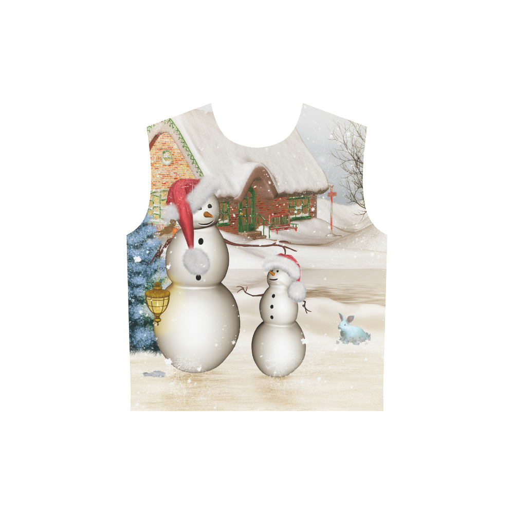 Christmas, Funny snowman with hat All Over Print Sleeveless Hoodie for Women (Model H15)